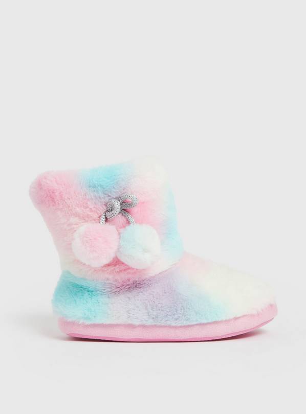 Rainbow Faux Fur Slipper Boots 10-11 Infant